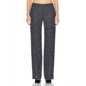 NEW ALESSANDRA RICH sequin checked tweed trouser pants in navy
